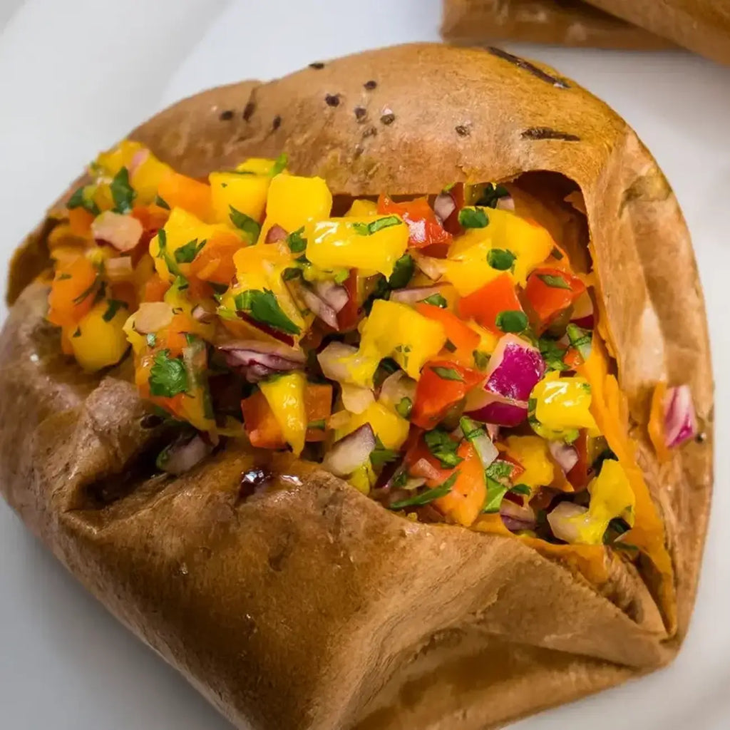 Cowboy Caviar Stuffed Sweet Potato