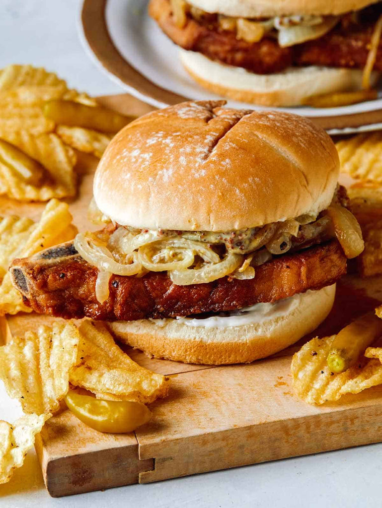 Pork Chop Sandwiches with Sweet Home Chow Chow